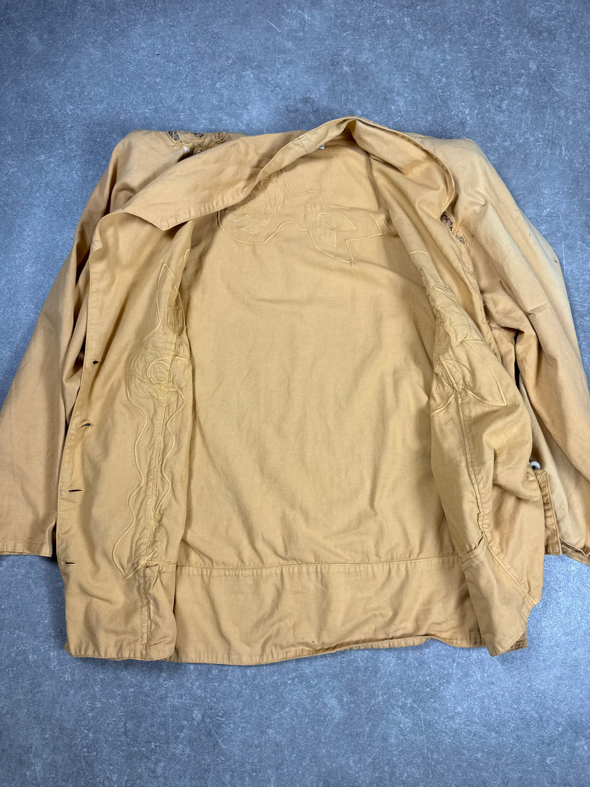 Vintage MARILU Italy Art Jacket Beige Floral Patchwork Embroidery 80s 90s