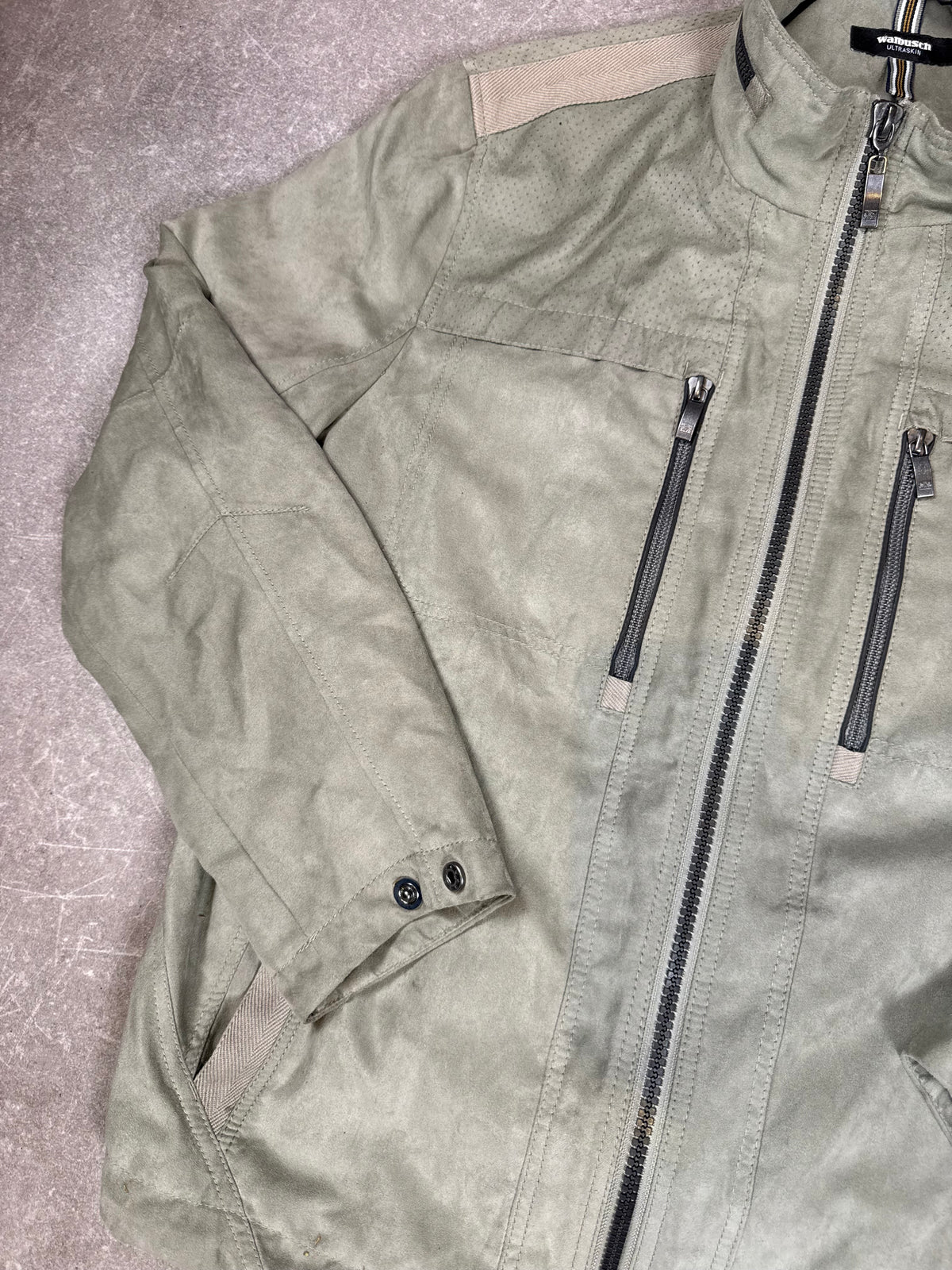 Walbusch Ultraskin Herrenjacke Salbeigrün – Veloursoptik Freizeitjacke