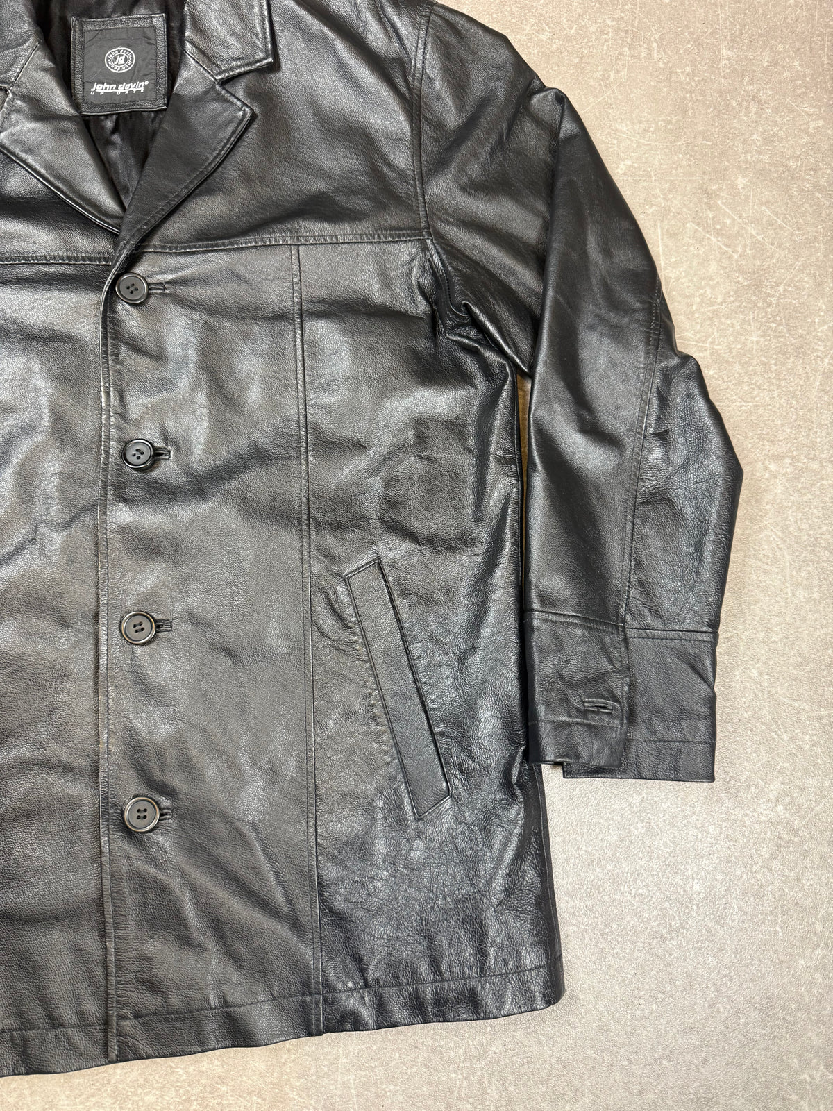 John Devin Vintage Herren Lederjacke Schwarz Gr. 48 Lederblazer