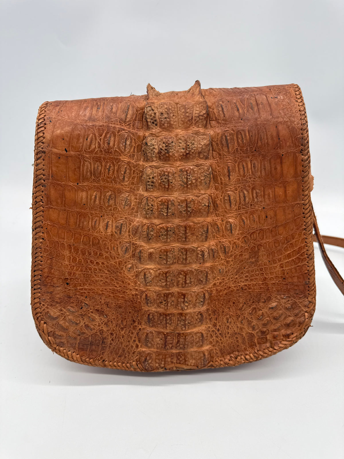Vintage Krokodilleder Schultertasche Braun – Handgefertigte Exotic Leather Bag
