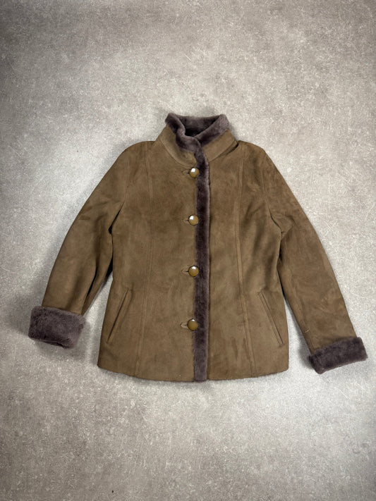 Leather Club Damen Lammfelljacke Braun Echtleder Shearling Gr. 45