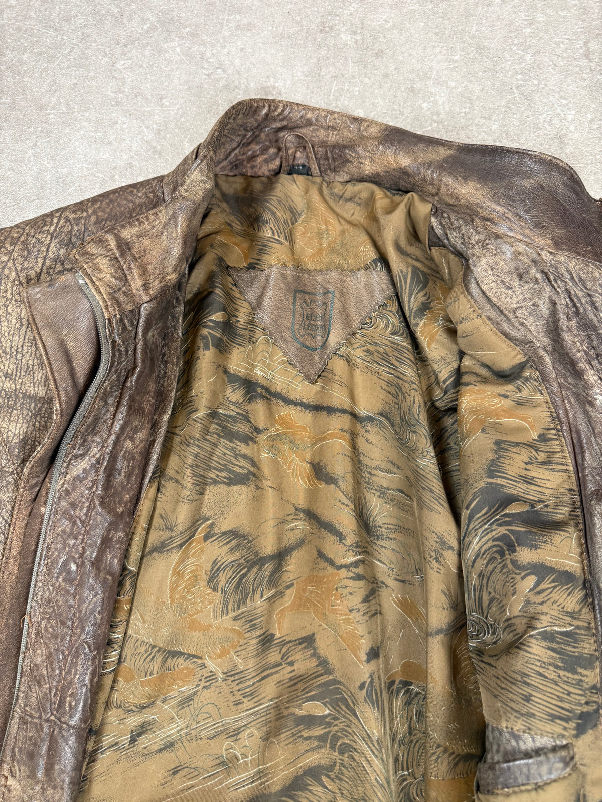 Vintage Lederparka Gr. 44 Braun – Echtleder Jacke mit starker Patina