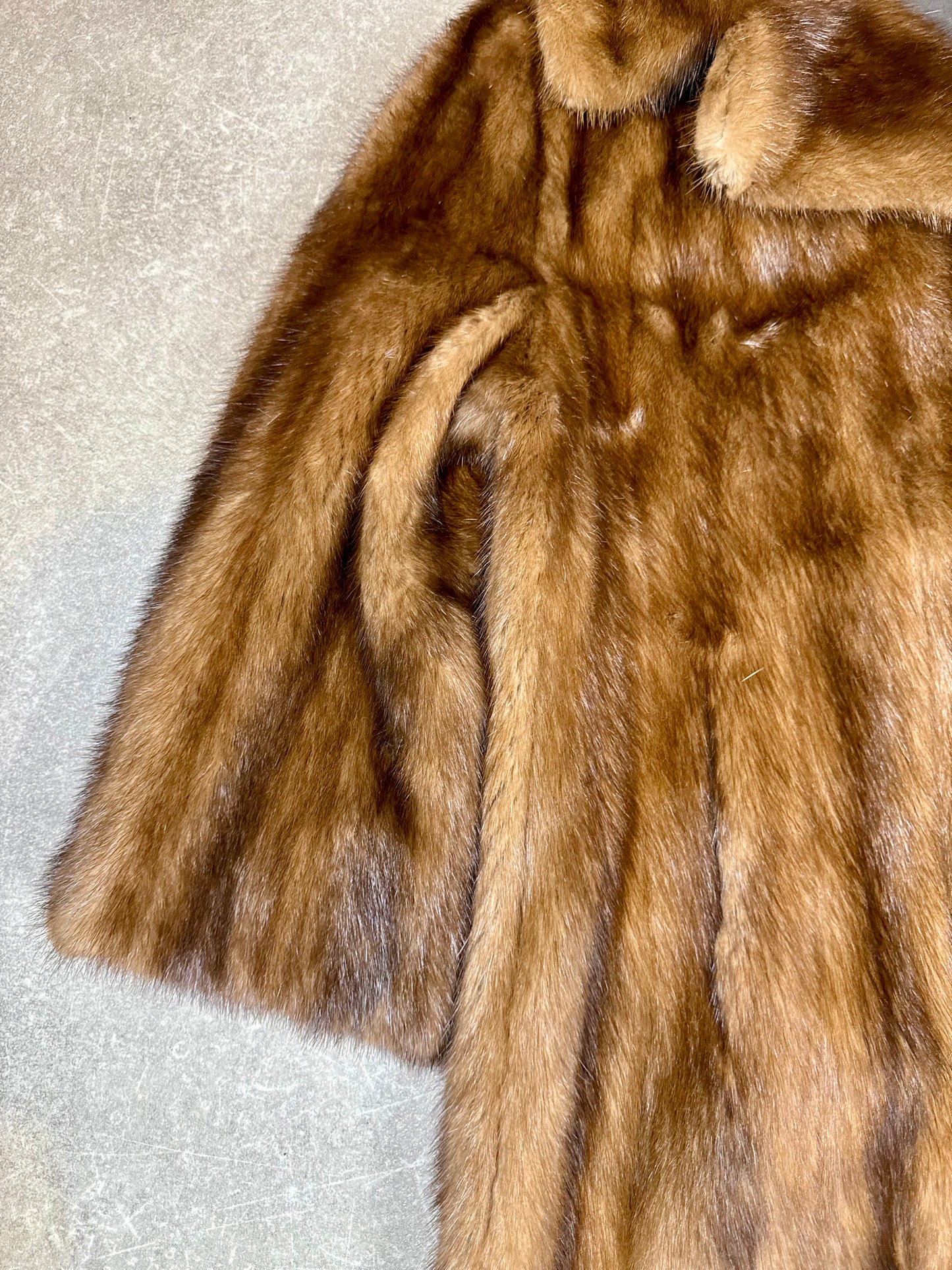 Edler Nerz Pelzmantel Damen Gr. XL 42/44 Braun Echtpelz Vintage Lang Mantel