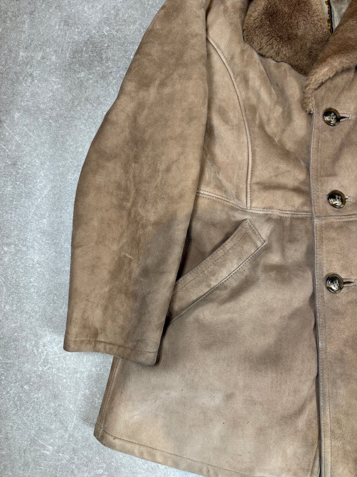 Vintage Lammfellmantel Damen Braun – Echtleder Shearling Fellmantel