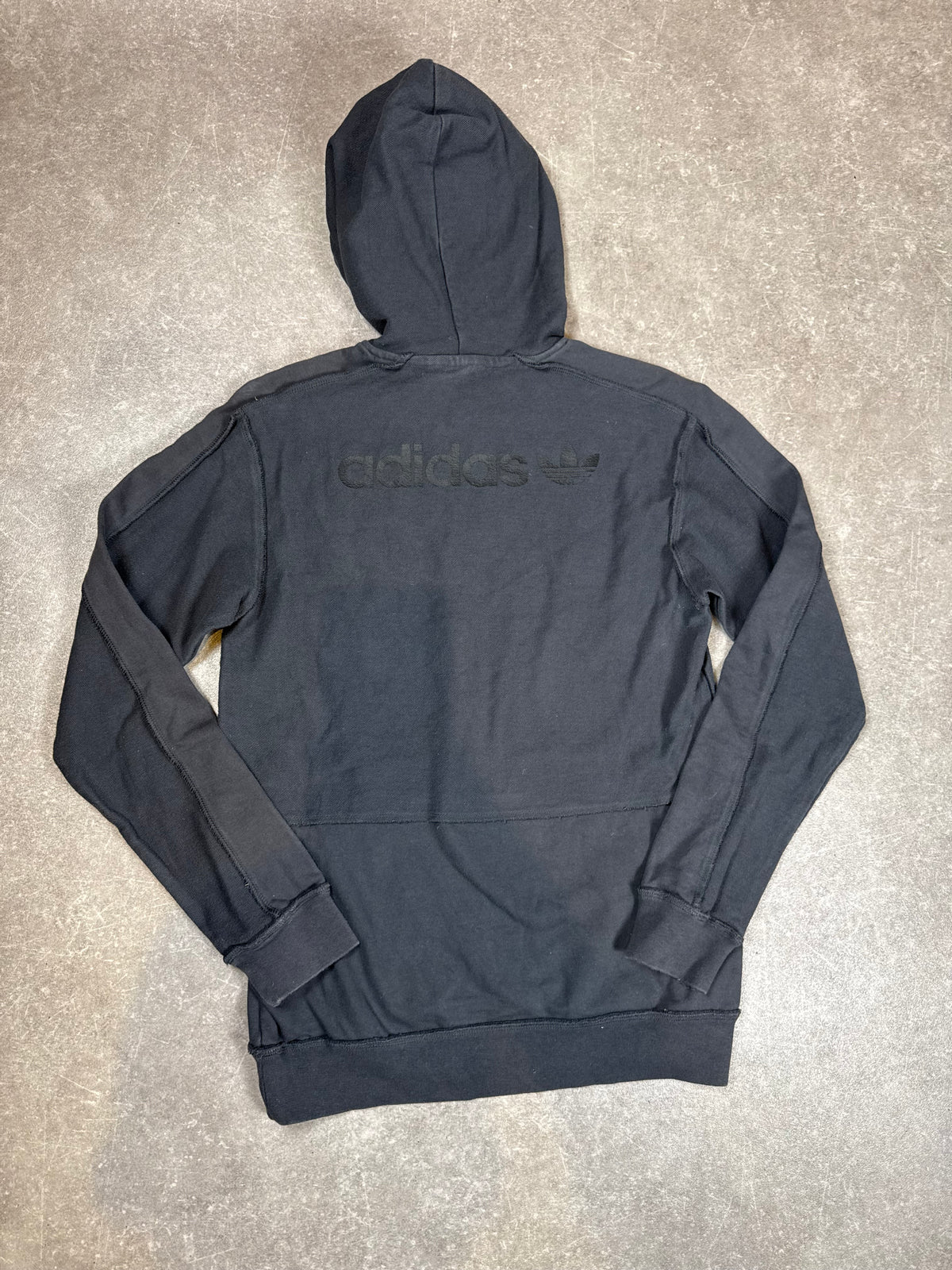Adidas Originals Vintage Hoodie Schwarz Ton-in-Ton Logo Inside Out