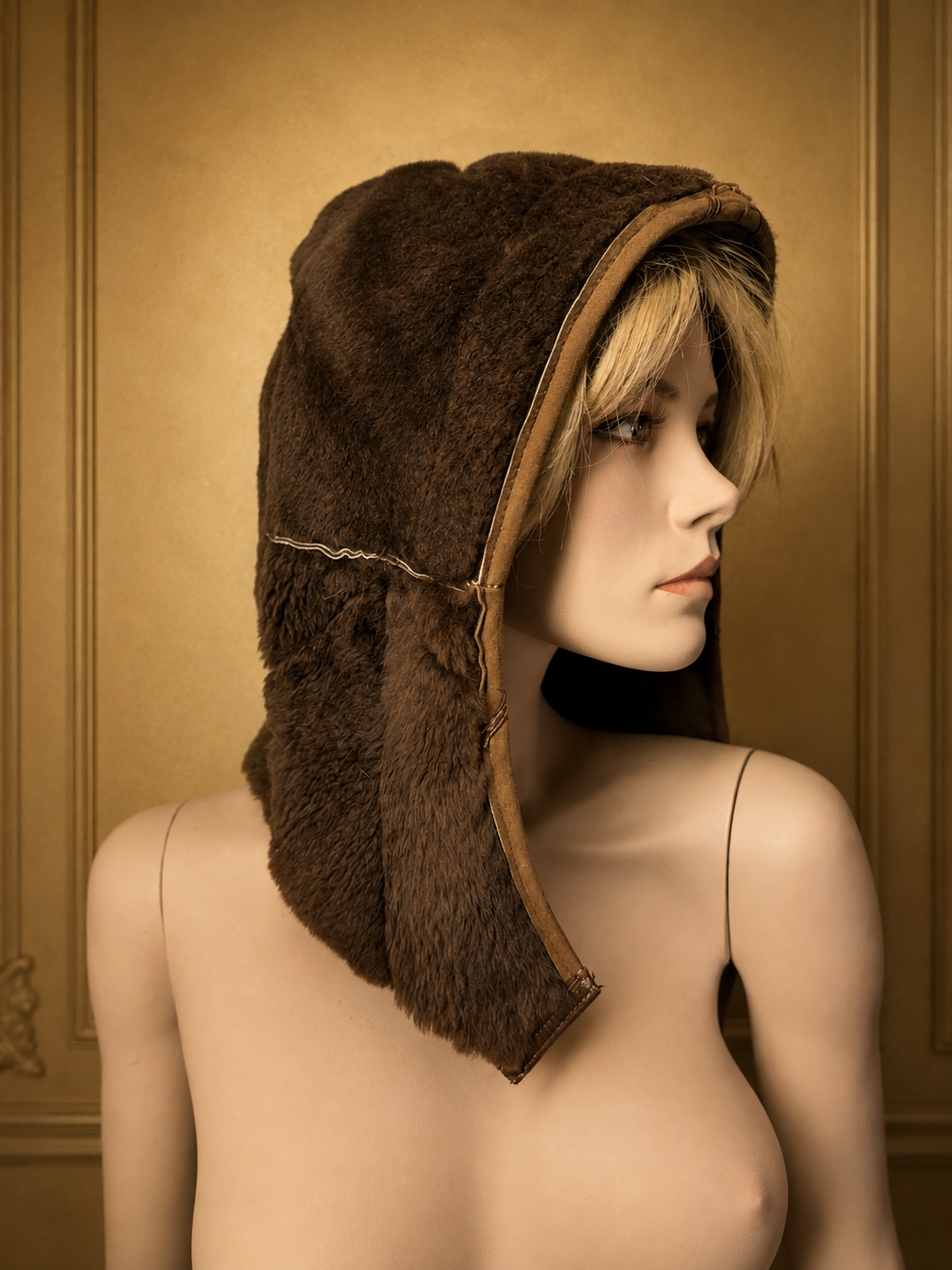 Vintage Lammfell Kapuze Echtfell Shearling Braun Leder Pelzkapuze Abnehmbare Winter Kapuze Unisex