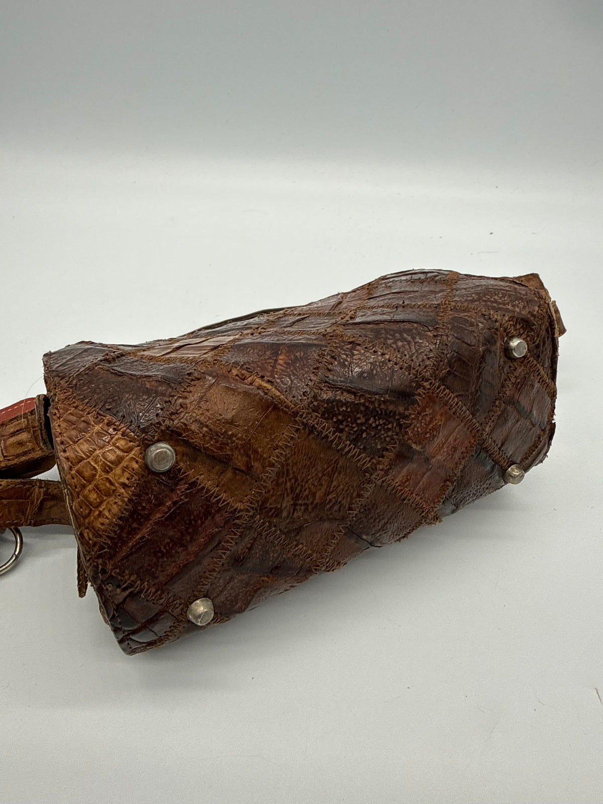 Vintage Reptilleder Patchwork Schultertasche Braun – Handtasche Exotic Leather