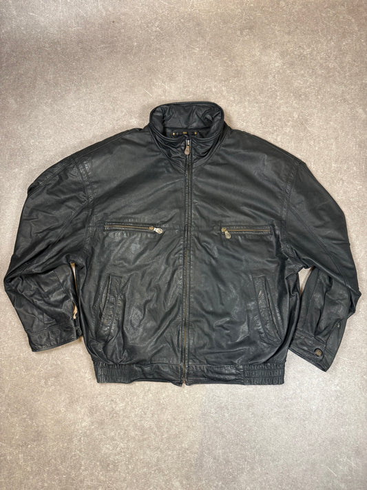 TRAPPER Vintage Herren Lederjacke Schwarz Gr. 54 Echtleder Blouson