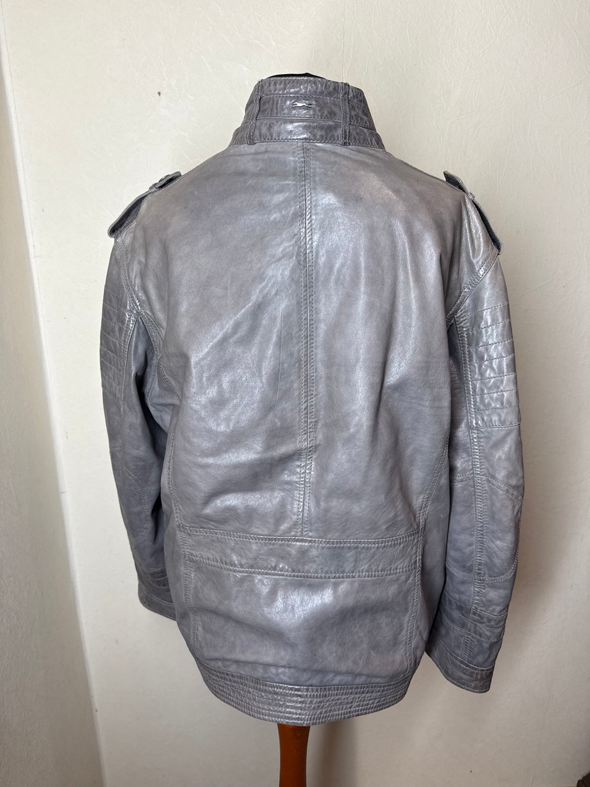 Engbers Lederjacke Herren Gr. 52 Grau Lamm Nappa Biker Übergangsjacke Echtleder