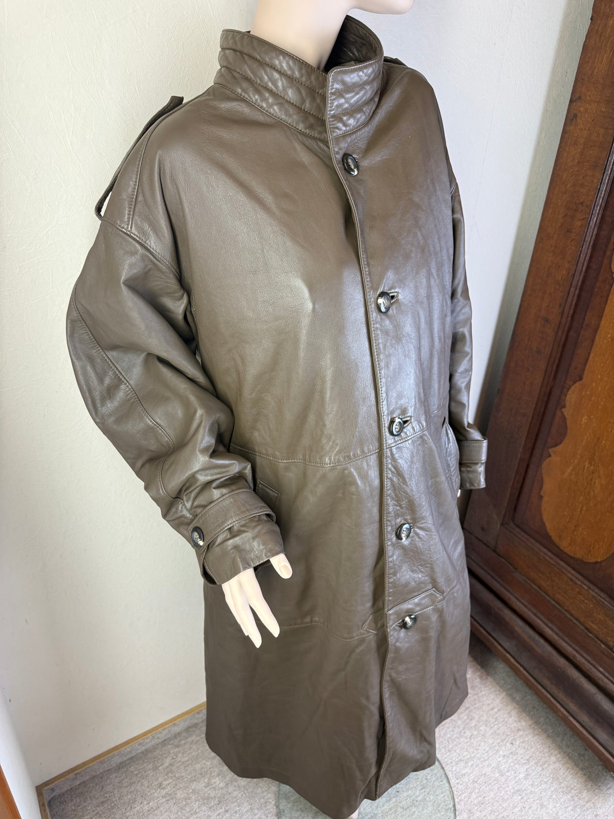 Vintage Herren Ledermantel Braun – GS Herrenmoden Echtleder 70er 80er