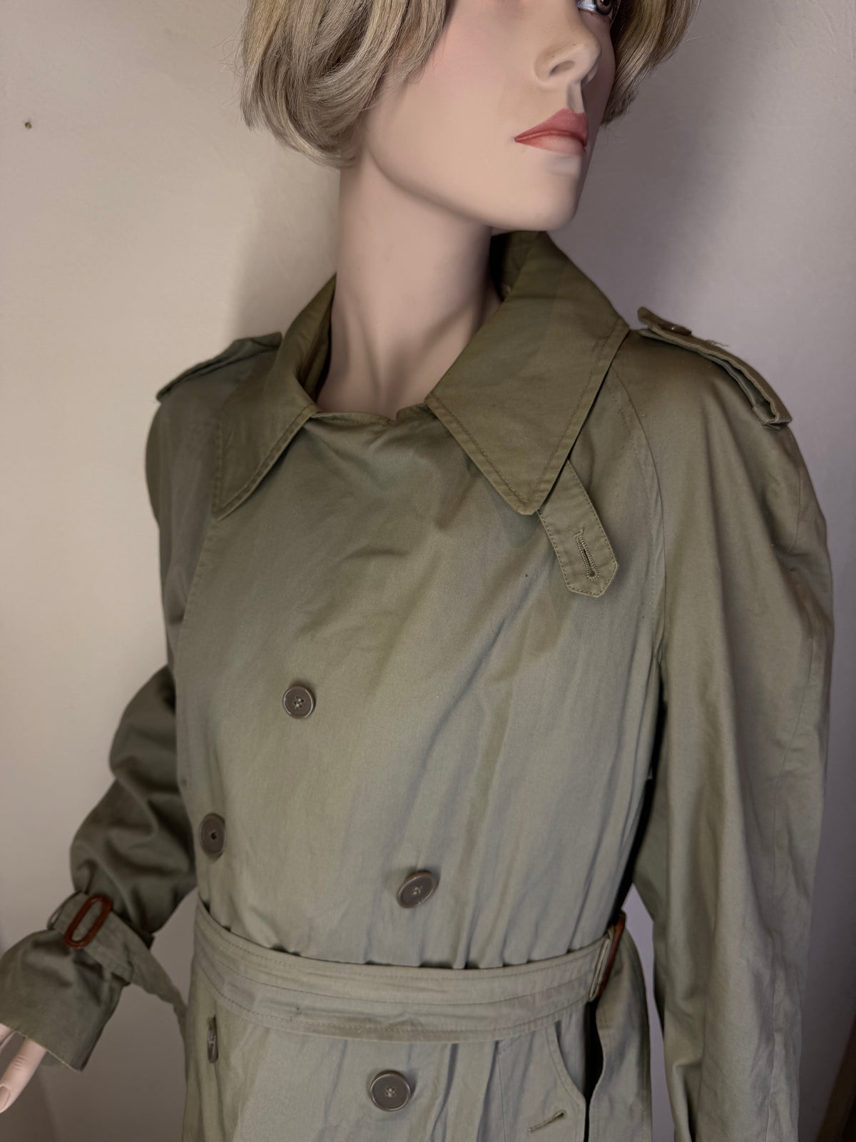 Vintage Hugo Boss Trenchcoat Herren Beige – Gefütterter Regenmantel Doppelreiher