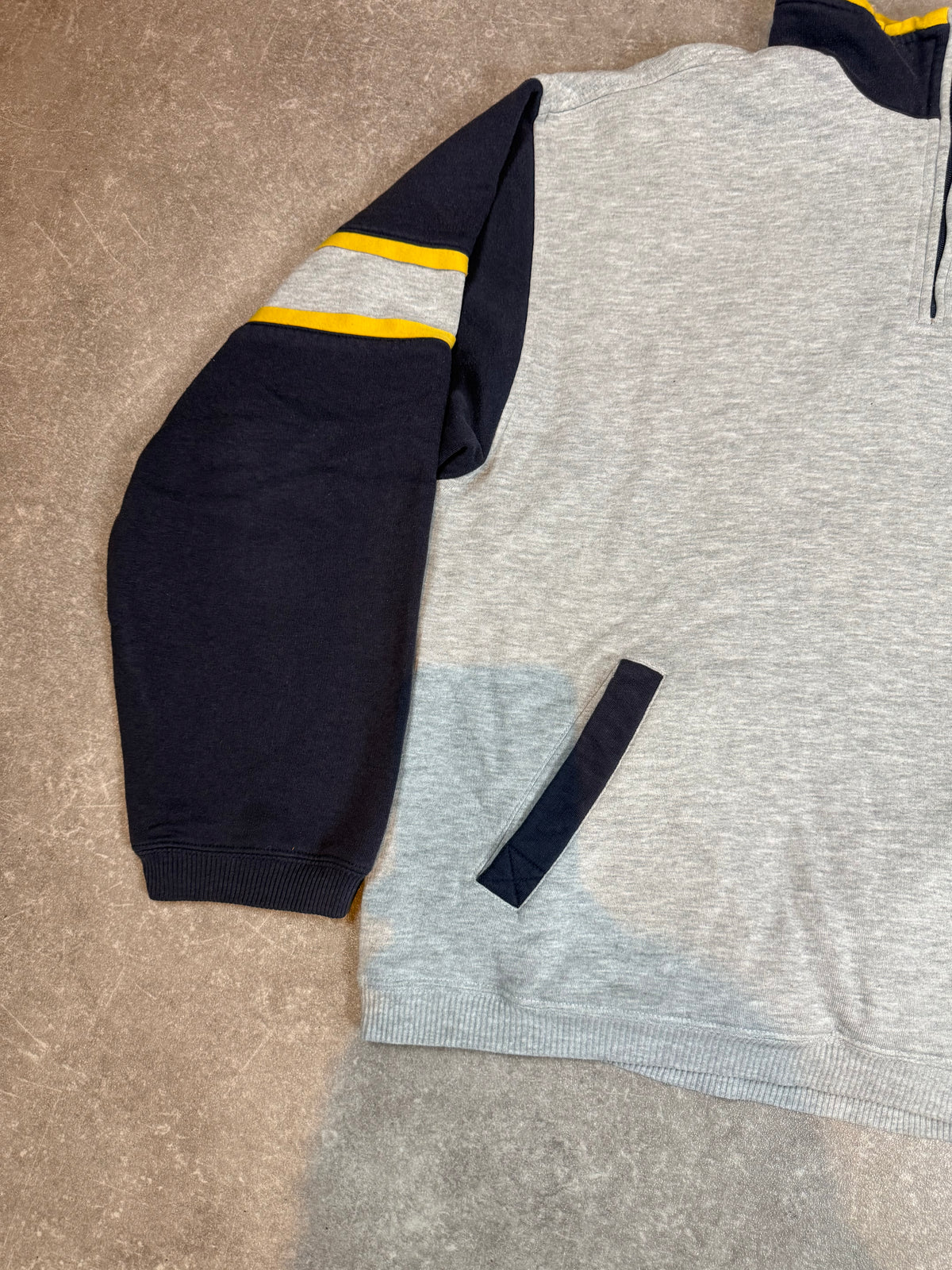 Vintage Nike USA Sweatshirt Half Zip Grau Navy Gelb 90er Größe M