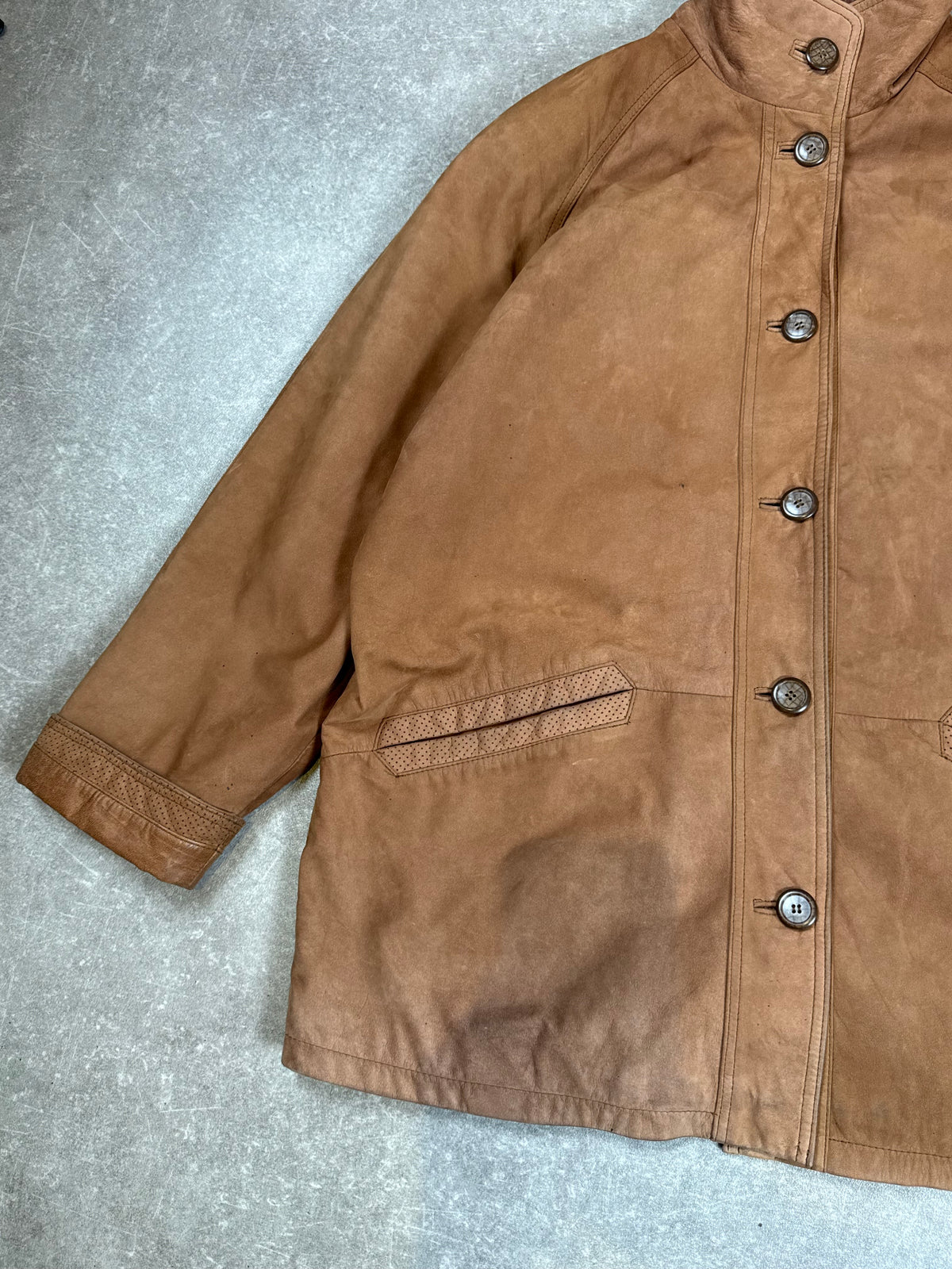 Vintage R&G Leather Active Damen Ledermantel Nubukleder Braun Gr. 46