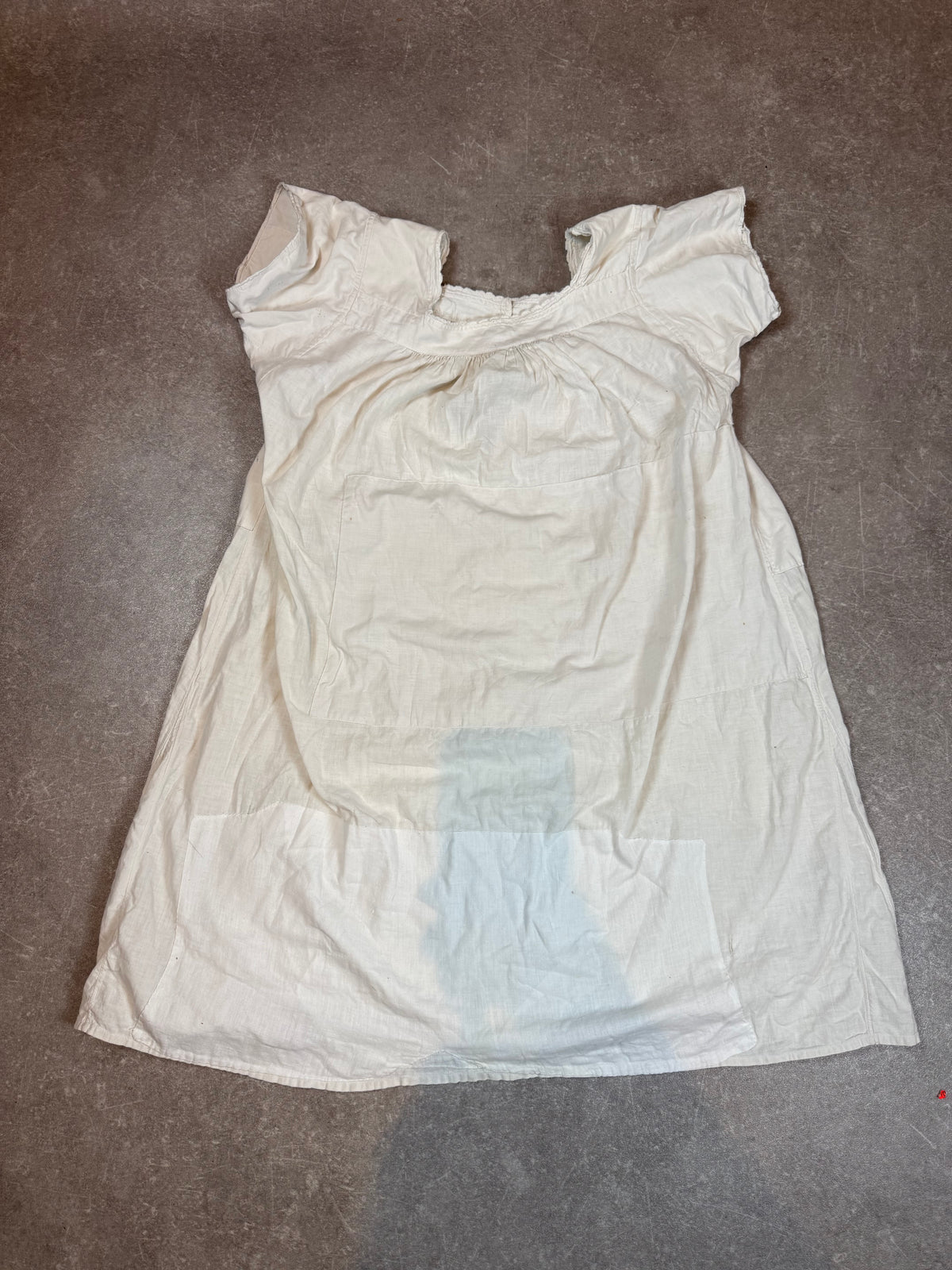 Antikes Damen Nachtkleid Weiß – Baumwolle Kurzarm Historische Wäsche Vintage