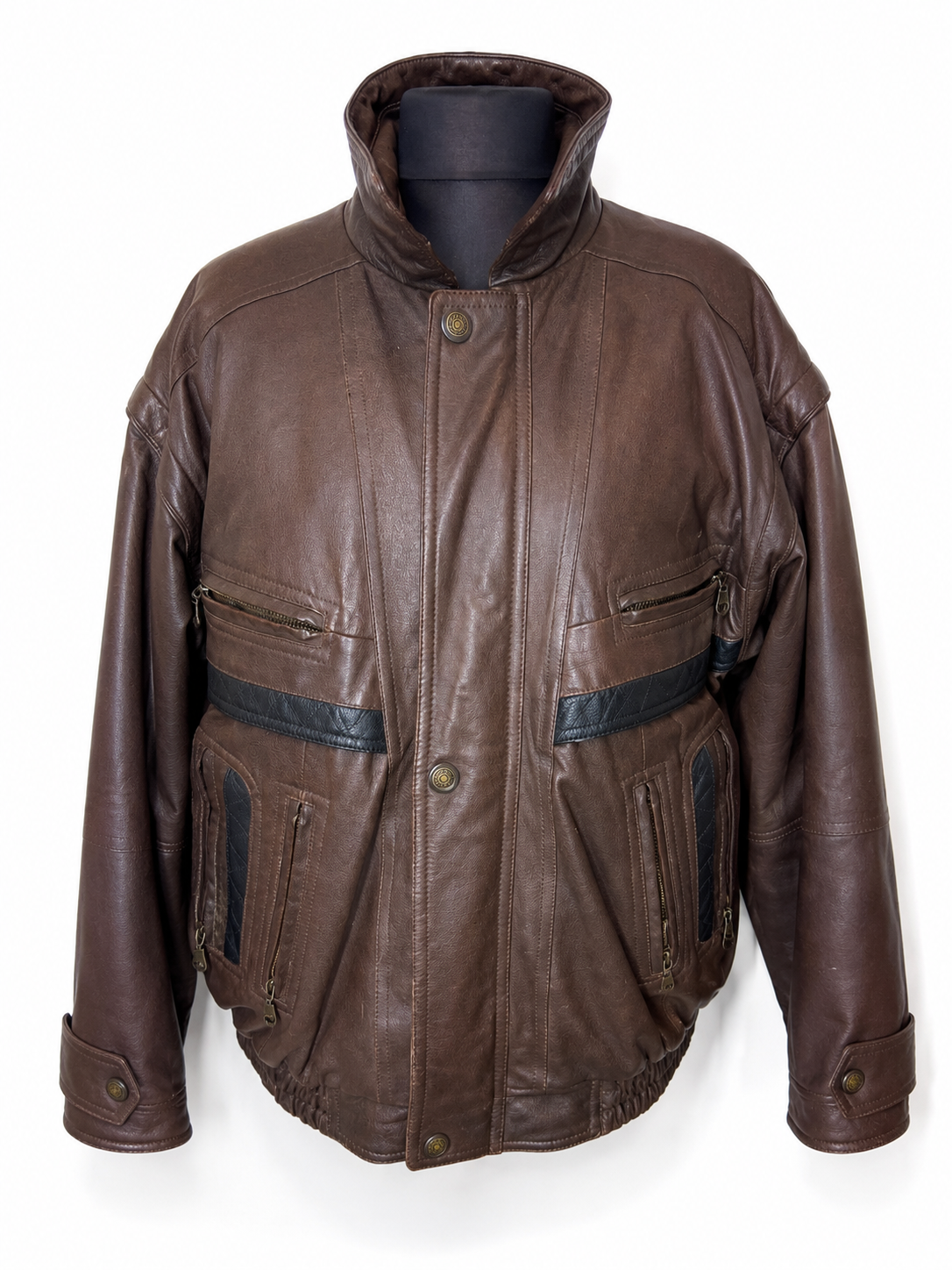 Smooth Lederjacke Herren XL Braun Schwarz Blouson Nappaleder Thermolite Vintage