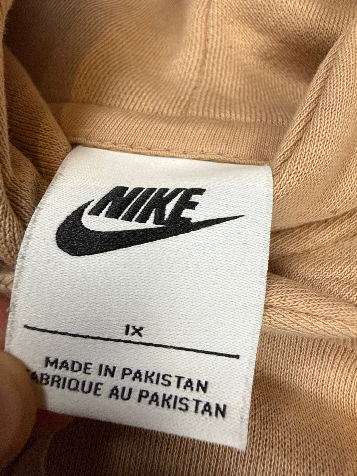 Nike Vintage Hoodie Beige Swoosh Logo Oversize Sweatshirt