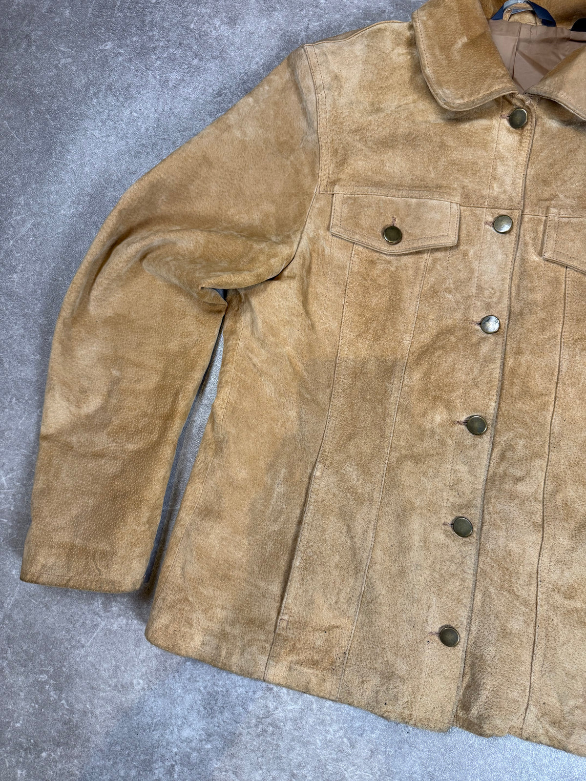 Vintage TCM Damen Lederjacke Echtleder Beige Cognac Gr. ca. 40/42