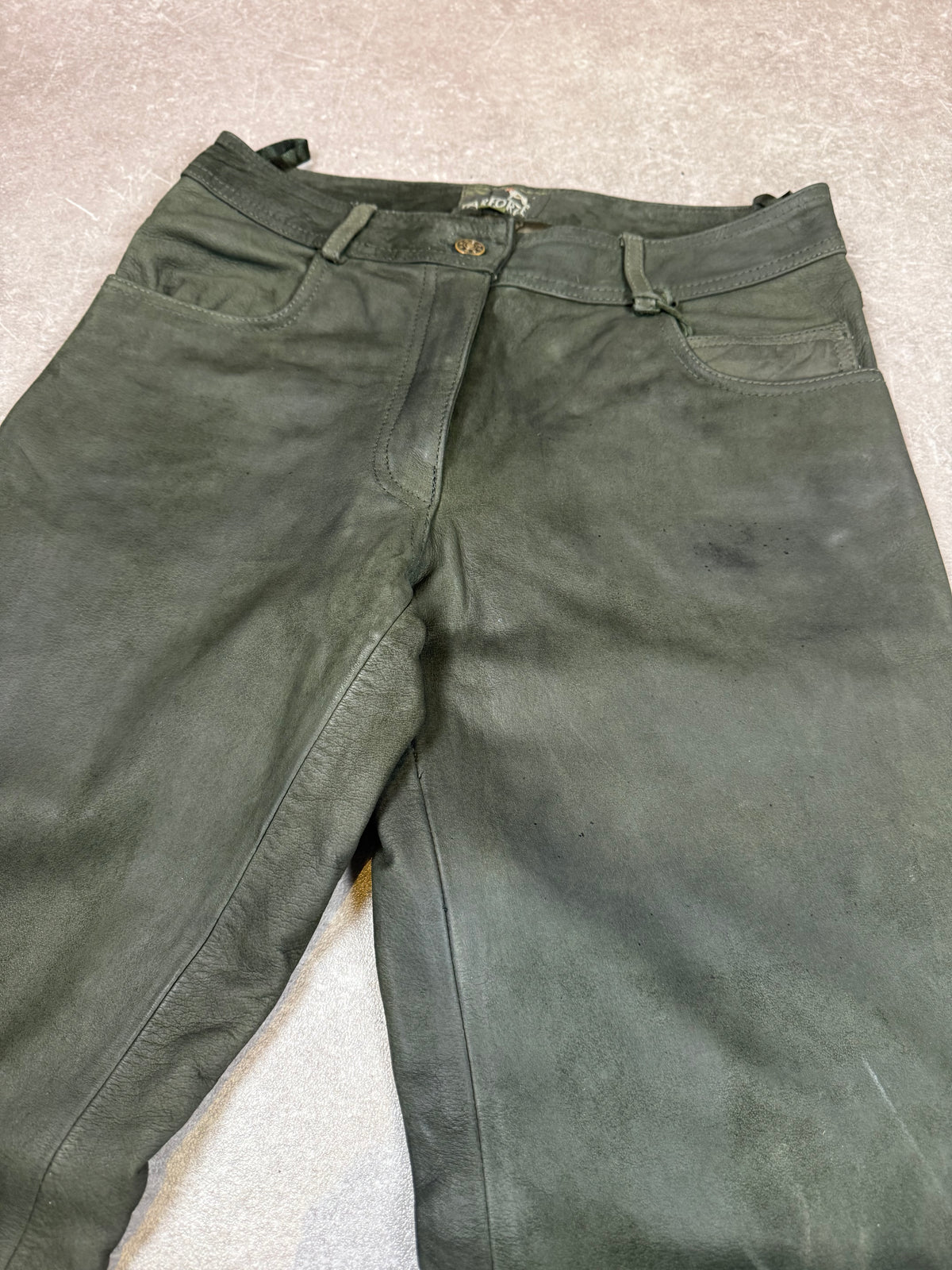 PARFORCE Damen Lederhose Gr. 38 Dunkelgrün Vintage Echtleder