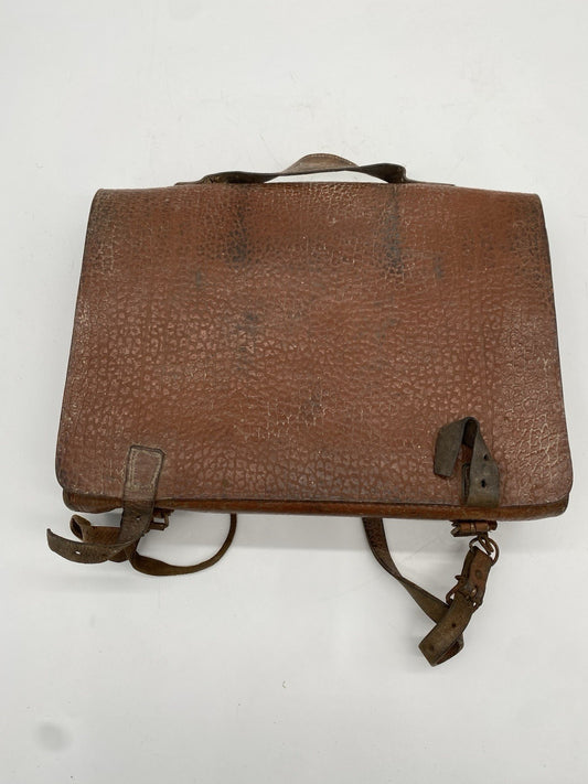 VINTAGE SCHULTASCHE LEDER SCHULRANZEN AKTENTASCHE BRAUN