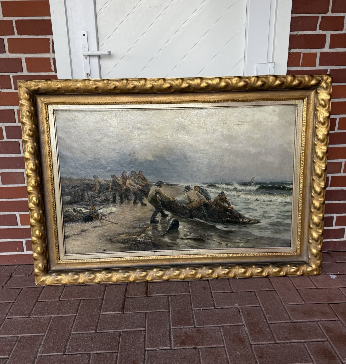 JULIUS RUNGE (1843-1922) ÖL-GEMÄLDE, LEINWAND FISCHER AN DER NORDSEEKÜSTE