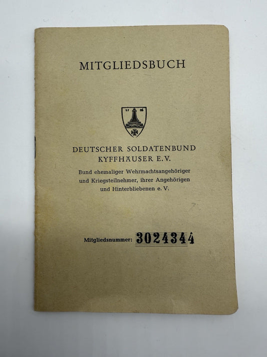 MITGLIEDSBUCH SOLDATENBUND KYFFHÄUSER MILITARIA