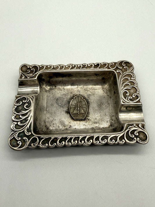 VINTAGE ASCHENBECHER VERSILBERT MIT SCHWERT MOTIV AUSGEFALLEN