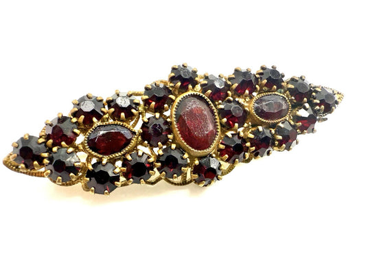 VIKTORIANISCHER STIL GRANAT BROSCHE TOMBAK ANTIK SCHMUCK