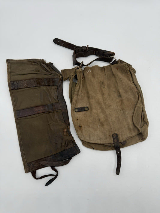 WW2 WEHRMACHT GAMASCHE MIT RZM STEMPEL + BROTBEUTEL